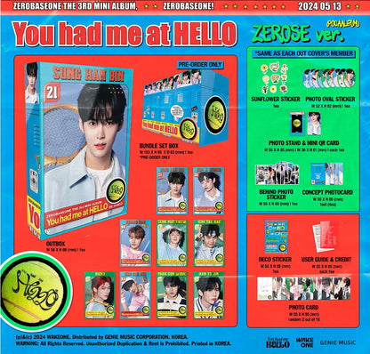 [PREORDER] LUCKY DRAW ZEROBASEONE - YOU HAD ME AT HELLO (3RD MINI ALBUM) POCAALBUM RANDOM