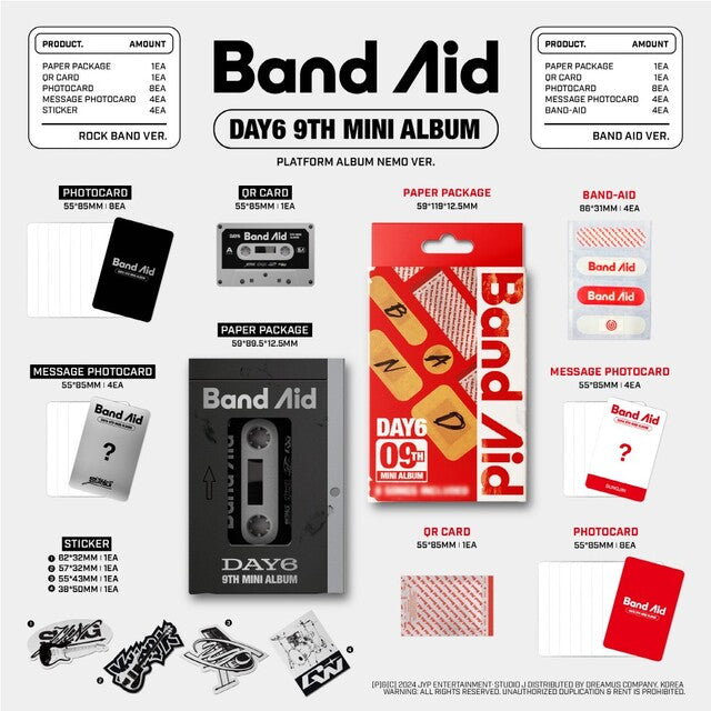 [PREORDER] JYP SHOP DAY6 - BAND AID 9TH MINI ALBUM (PLATFORM VER.) RANDOM