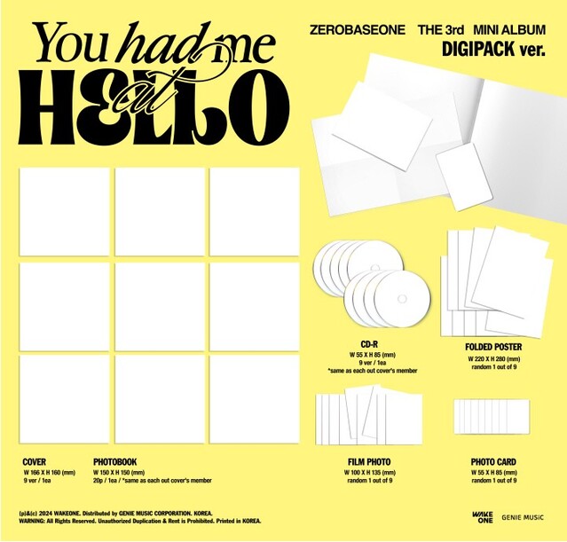 [PREORDER] KTOWN4U ZEROBASEONE - YOU HAD ME AT HELLO (3RD MINI ALBUM) (DIGIPACK VER.) SET