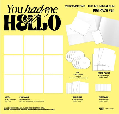 [PREORDER] PHOTOCARD ZEROBASEONE - YOU HAD ME AT HELLO (3RD MINI ALBUM) (DIGIPACK VER.) RANDOM