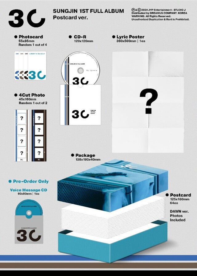 [PREORDER] SUNGJIN (DAY6) - 1ST FULL ALBUM 30 POSTCARD VER.