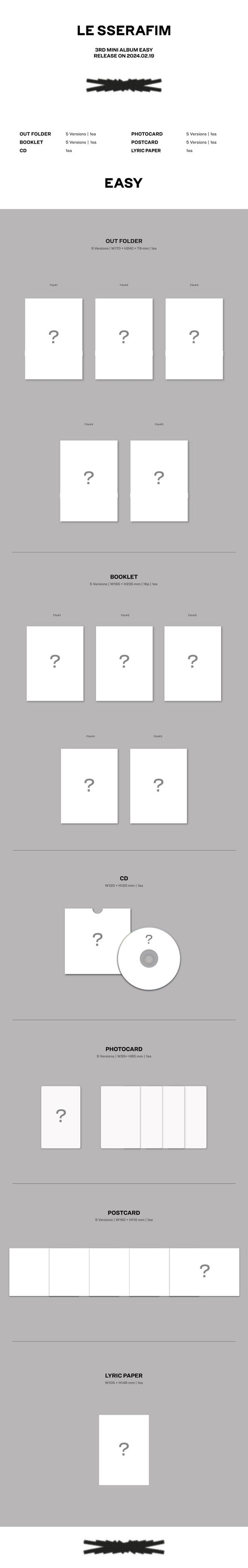 [PREORDER] WEVERSE LE SSERAFIM - [EASY] (3RD MINI ALBUM COMPACT VER SET