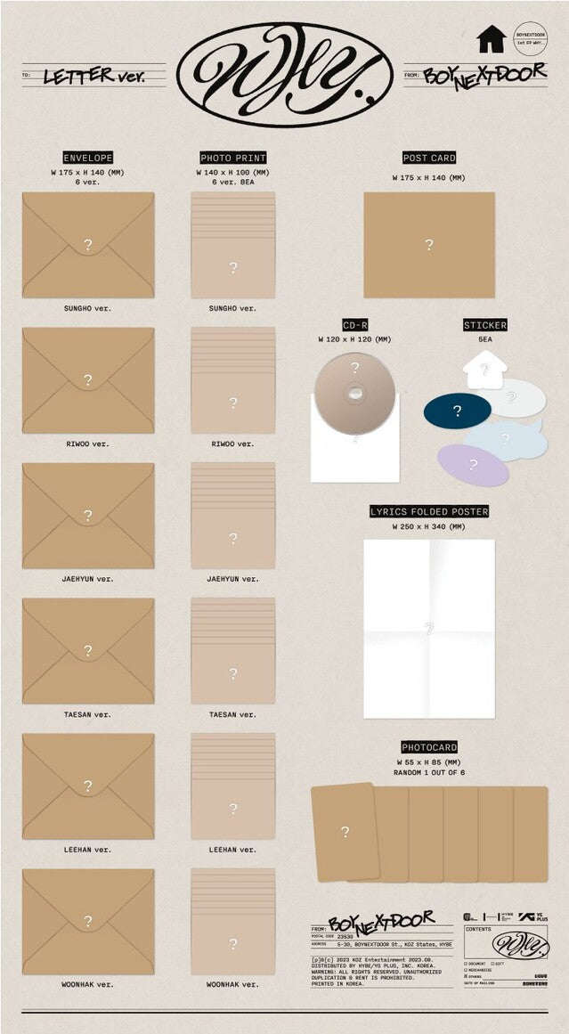 [PREORDER] BOYNEXTDOOR - 1ST EP 'WHY..' (LETTER VER.)