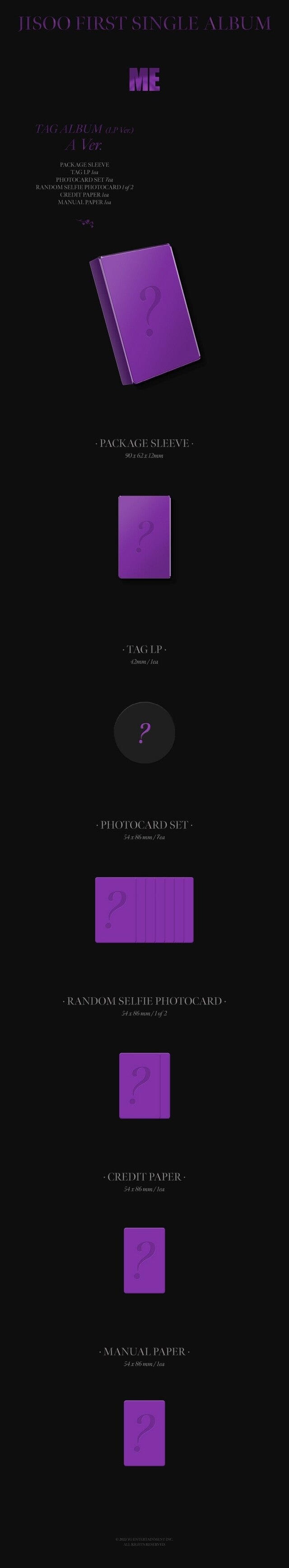 [PREORDER] JISOO - JISOO FIRST SINGLE ALBUM ME YG TAG ALBUM (LP VER.)