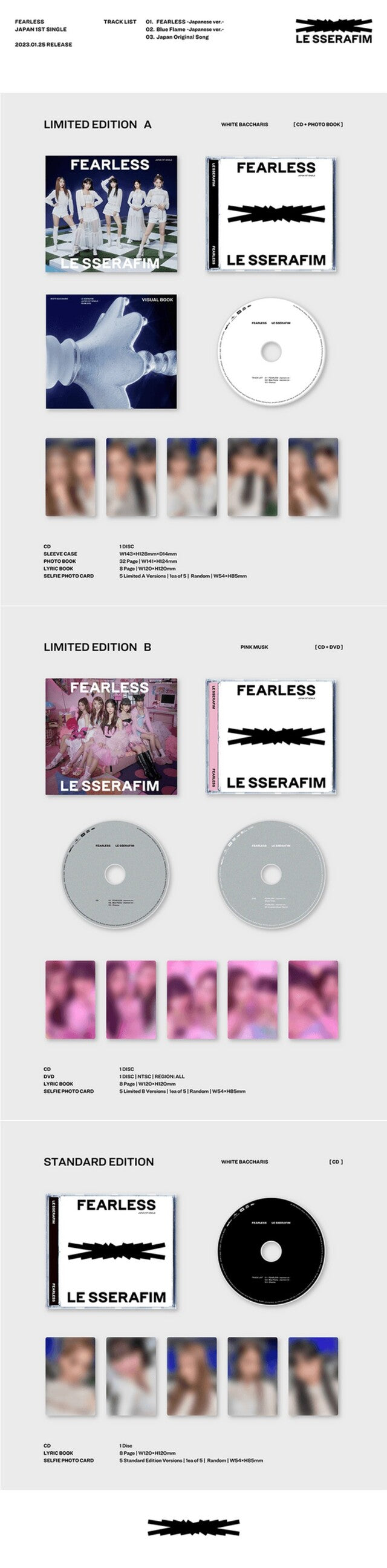 [PREORDER] LESSERAFIM -JAPAN 1ST SINGLE FEARLESS 3 SET
