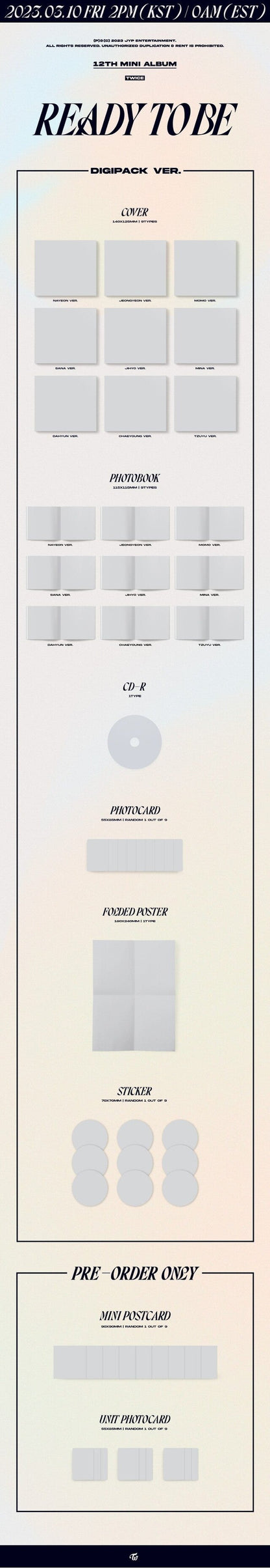 [PREORDER] JYP SHOP TWICE - READY TO BE (12TH MINI ALBUM) DIGIPACK VER.