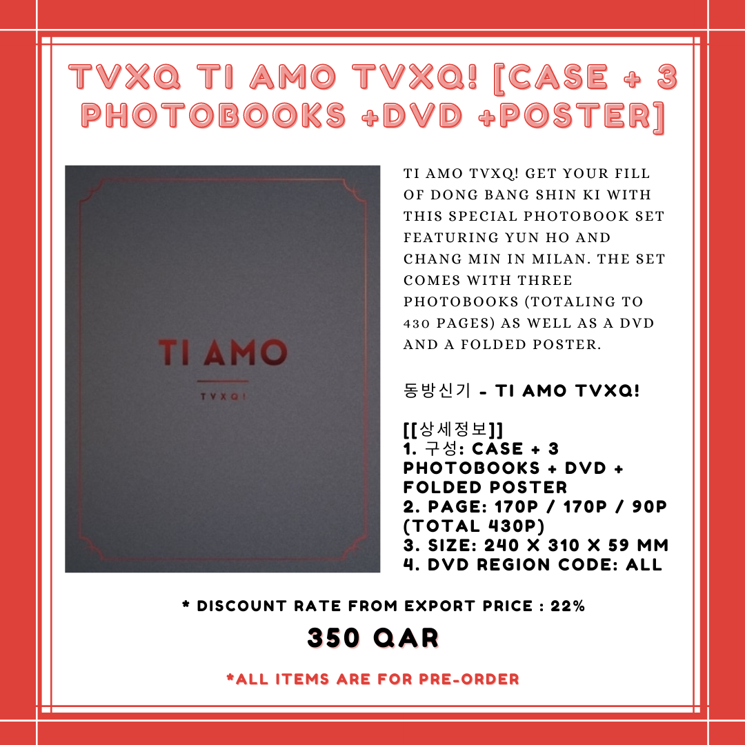 [PREORDER] TVXQ - TI AMO TVXQ! [CASE + 3 PHOTOBOOKS + DVD + POSTER]