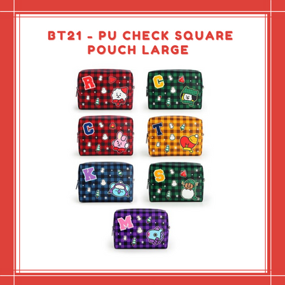 [PREORDER] BT21 - PU CHECK SQUARE POUCH LARGE