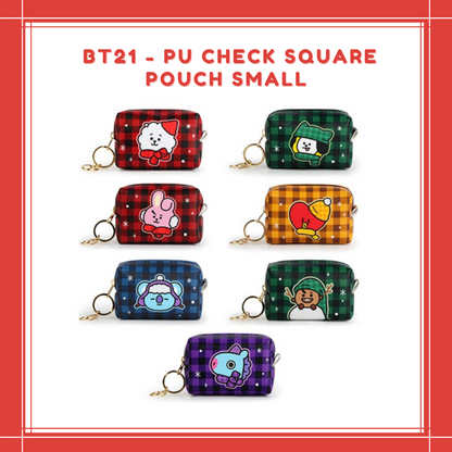 [PREORDER] BT21 - PU CHECK SQUARE POUCH SMALL