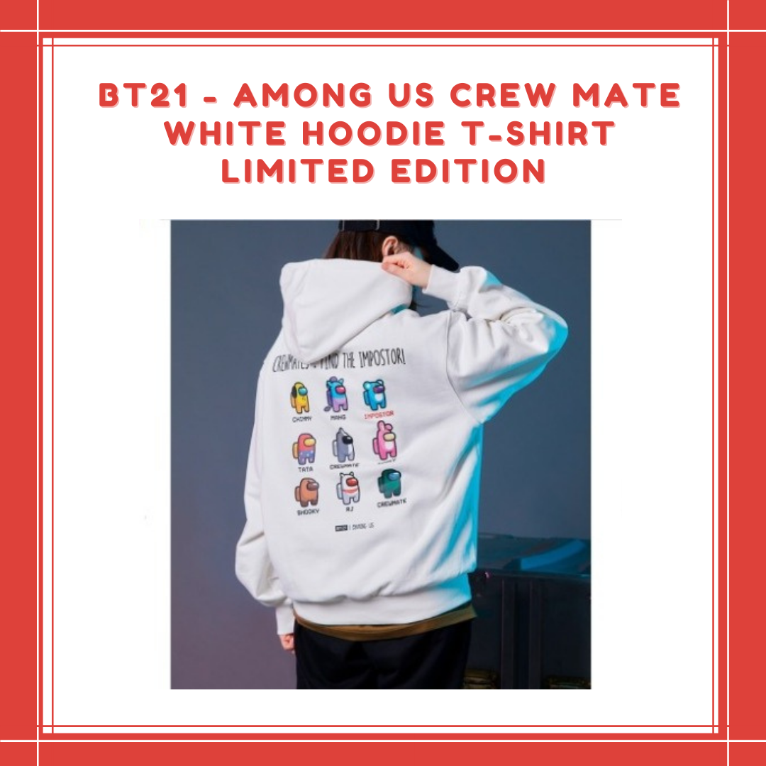 [PREORDER] BT21 - AMONG US CREW MATE WHITE HOODIE T-SHIRT LIMITED EDITION