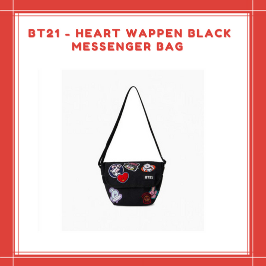 [PREORDER] BT21 - HEART WAPPEN BLACK MESSENGER BAG