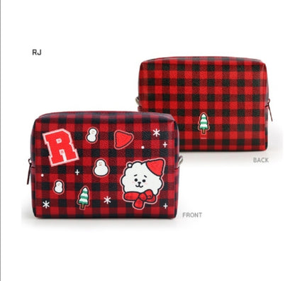 [PREORDER] BT21 - PU CHECK SQUARE POUCH LARGE