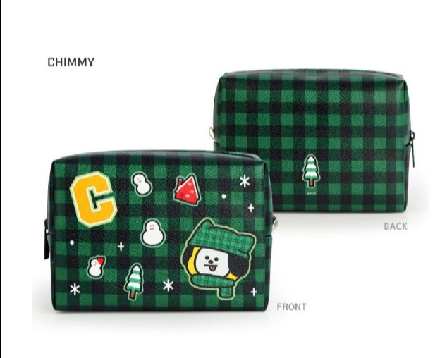 [PREORDER] BT21 - PU CHECK SQUARE POUCH LARGE