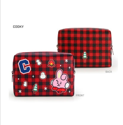 [PREORDER] BT21 - PU CHECK SQUARE POUCH LARGE