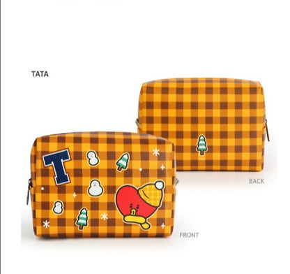 [PREORDER] BT21 - PU CHECK SQUARE POUCH LARGE