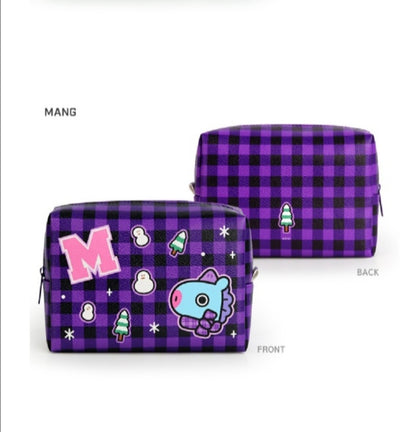 [PREORDER] BT21 - PU CHECK SQUARE POUCH LARGE