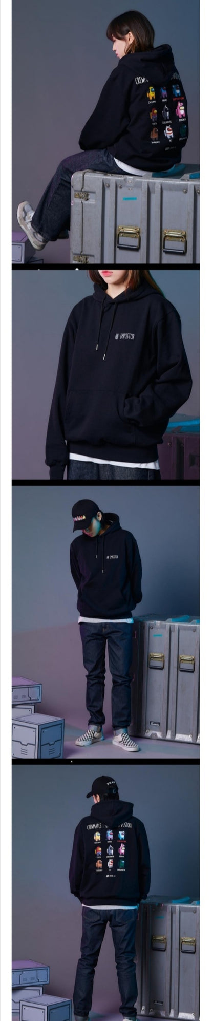 [PREORDER] BT21 - AMONG US CREW MATE BLACK HOODIE T-SHIRT LIMITED EDITION