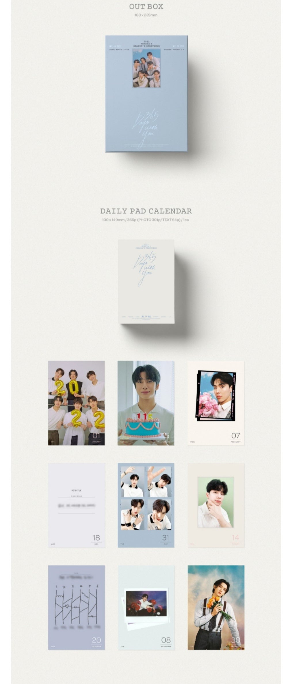 Official Monsta X 2022 Seasons Greetings cheapest Daily Pad Calendar