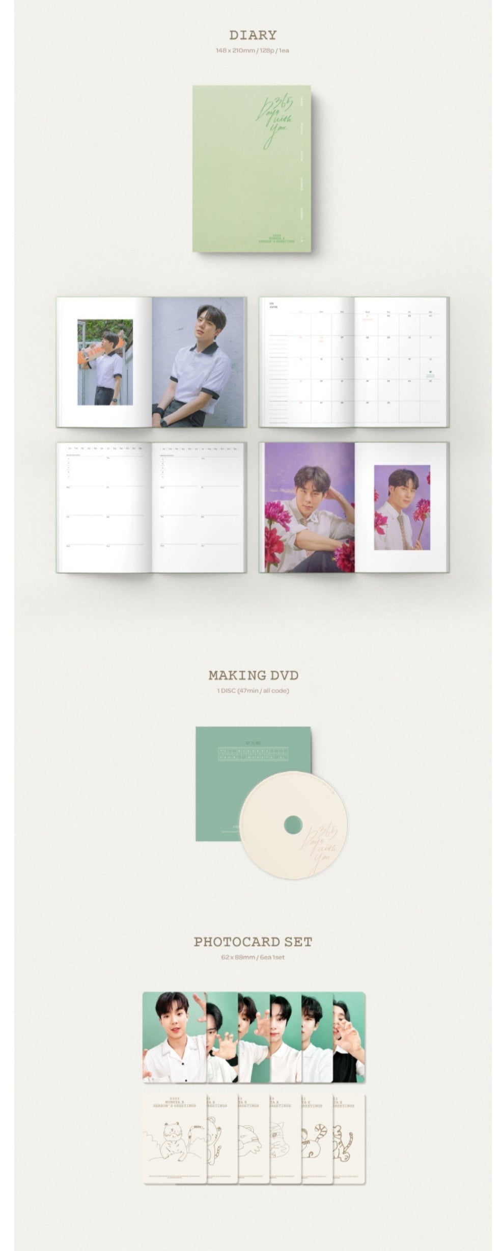 [PREORDER] MONSTA X - 2022 SEASON'S GREETING DESK CALENDAR PACKAGE