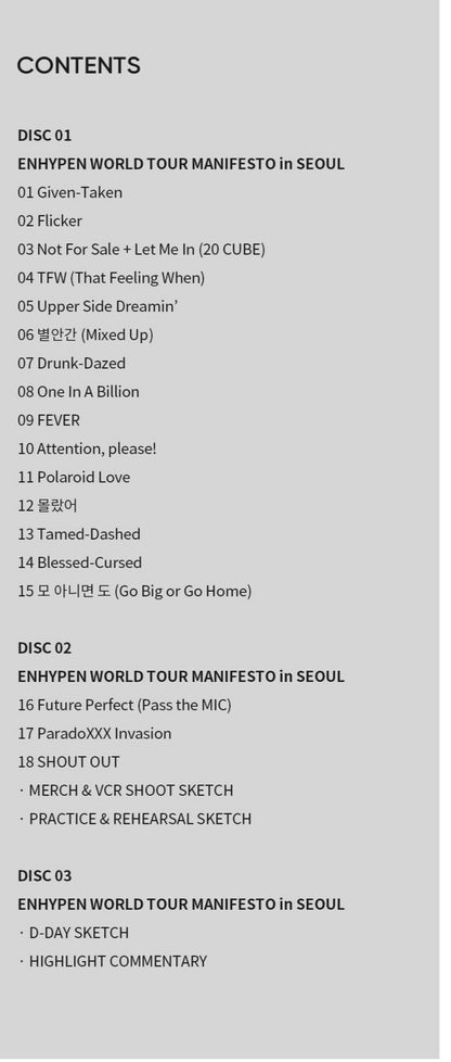 [PREORDER] ENHYPEN - WORLD TOUR MANIFESTO IN SEOUL DVD