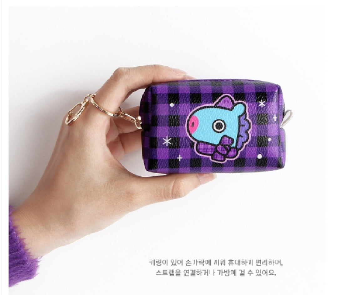 [PREORDER] BT21 - PU CHECK SQUARE POUCH SMALL