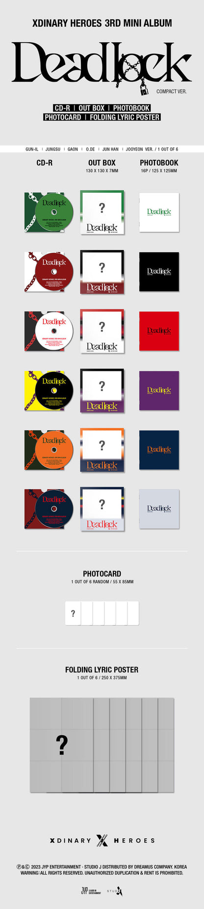 [PREORDER] JYP SHOP XDINARY HEROES - DEADLOCK (3RD MINI ALBUM) COMPACT VER. (RANDOM)