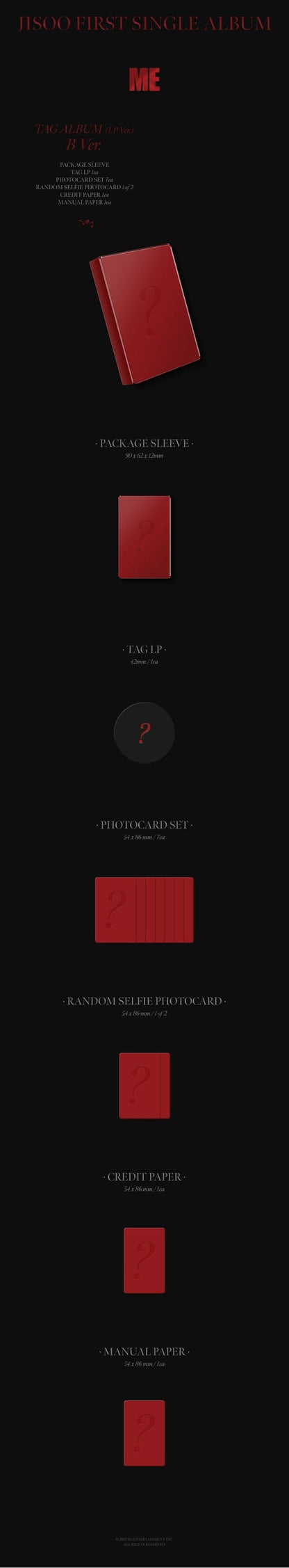 [PREORDER] JISOO - JISOO FIRST SINGLE ALBUM ME YG TAG ALBUM (LP VER.)