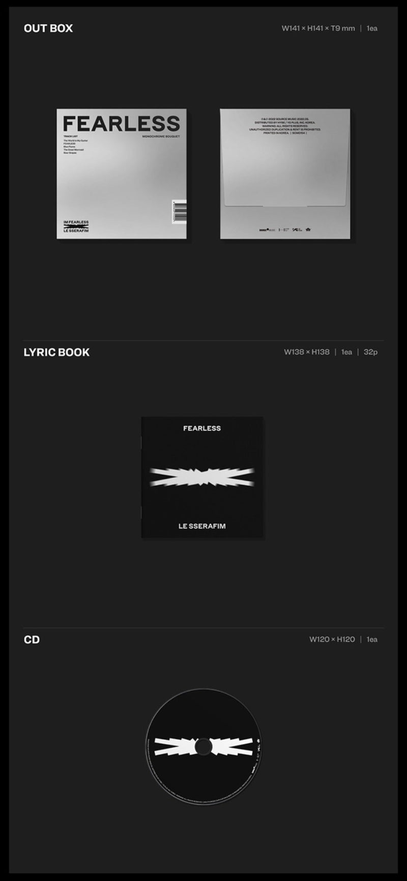 [PREORDER] LE SSERAFIM - FEARLESS (1ST MINI ALBUM) MONOCHROME BOUQUET VER.