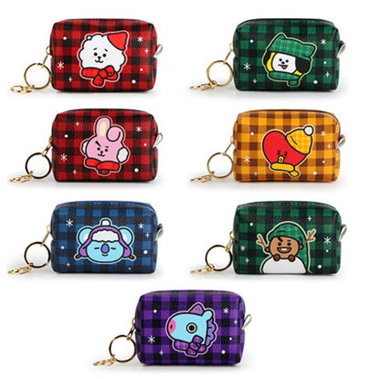 [PREORDER] BT21 - PU CHECK SQUARE POUCH SMALL